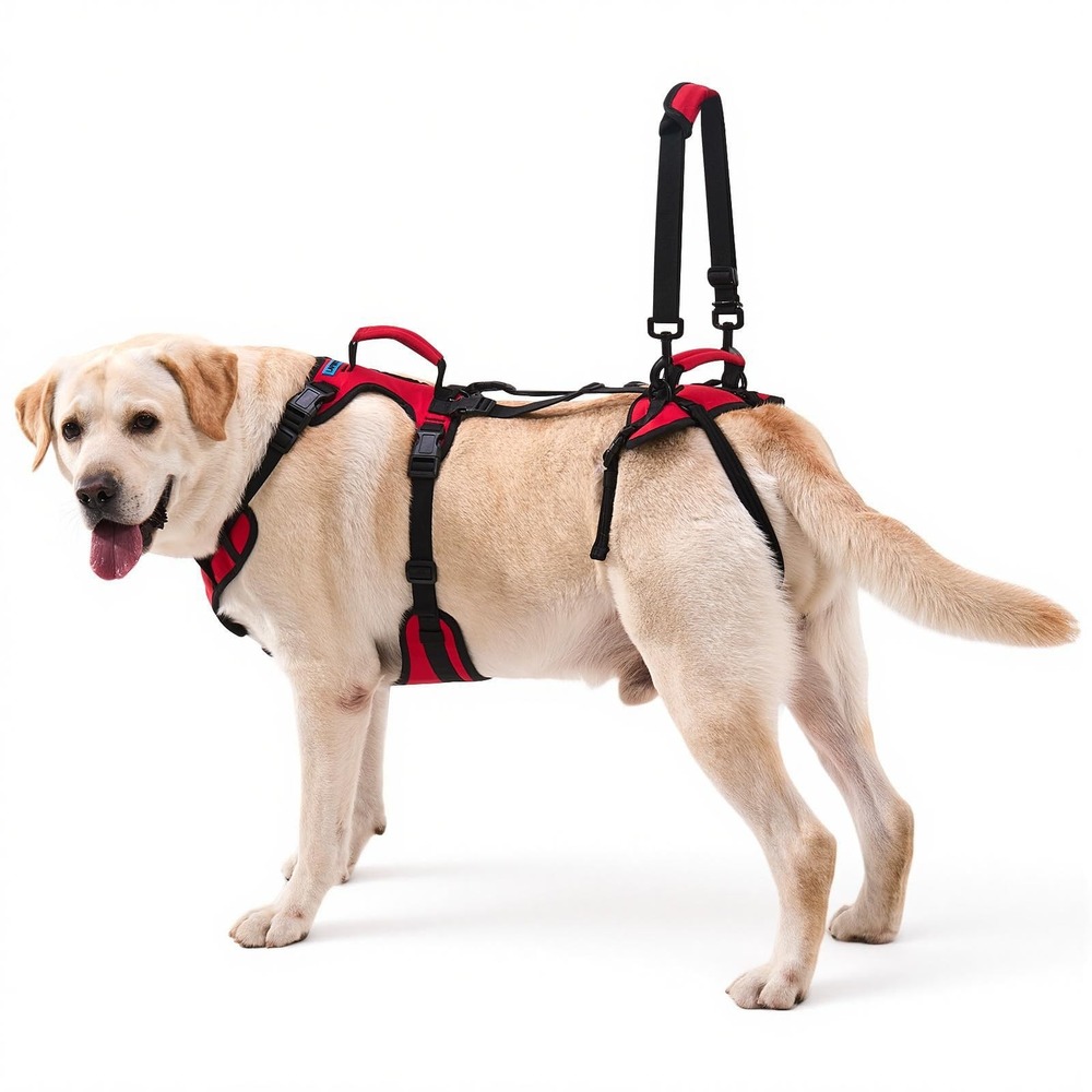 Lafoty Dog Lifting Harness Medium Red Dual Handle Mobility Aid Support Sling